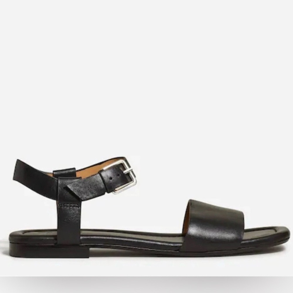 MADEWELL | Black Smooth Leather The Karla Ankle Strap Sandal Sandals Shoes Sz 7